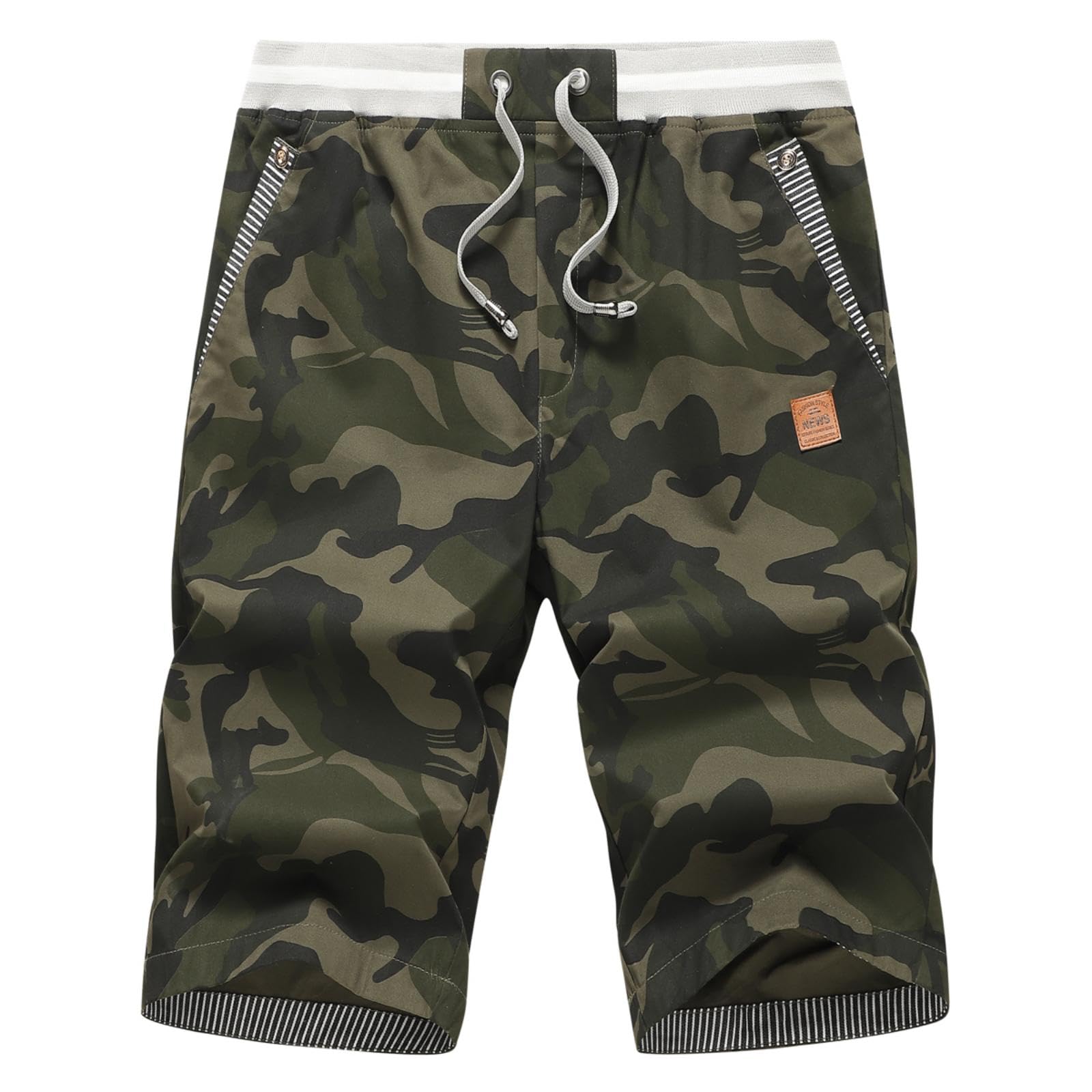HCSS Kurze Hosen Herren Bermuda Shorts Herren Sommer Chino Shorts Baumwolle Gummizug mit Tasche