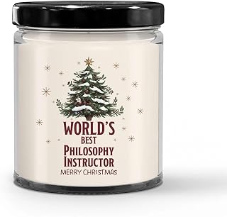 World's Best Philosophy Instructor Candle for Christmas Party - Gifts for Philosophy Professor Staff Employee Boss Manager Men & Women - 9oz Vanilla Scented Soy Wax - Holiday