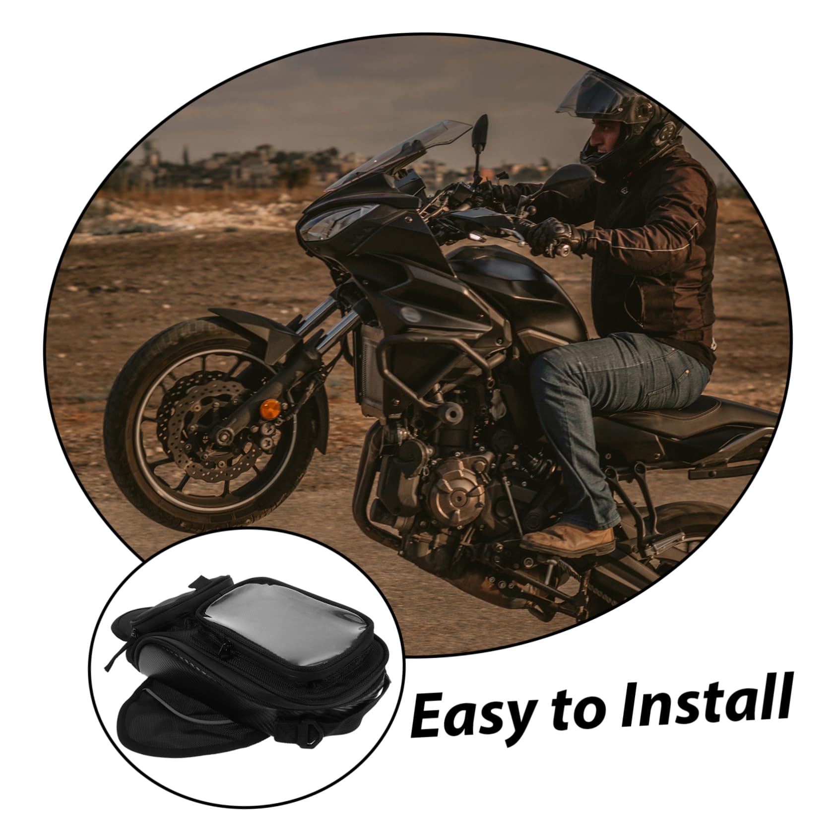 MAGICLULU Motorrad Tankrucksack Schwarz für Tank Beim Fahren | Großes Fassungsvermögen, Stoff Ausführung, Praktischer Zugriff, Integrierte Kopfhöreröffnung