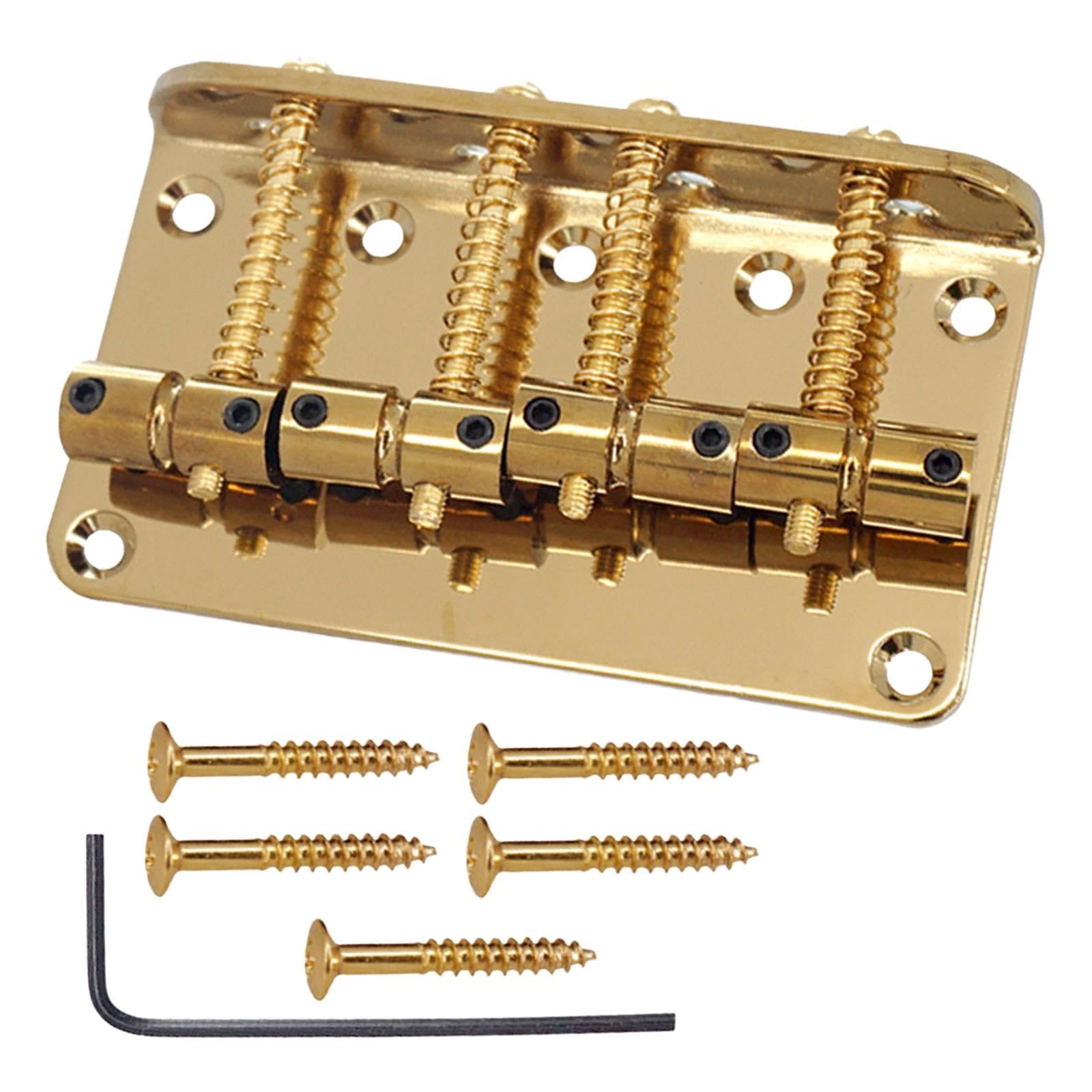 Juego De Puente Para Guitarra Eléctrica 4 Strings Bass Bridge Tailpiece Saddle Bridge Electric Guitar Plate Instrument For Electric Guitar (Color : Aureate)