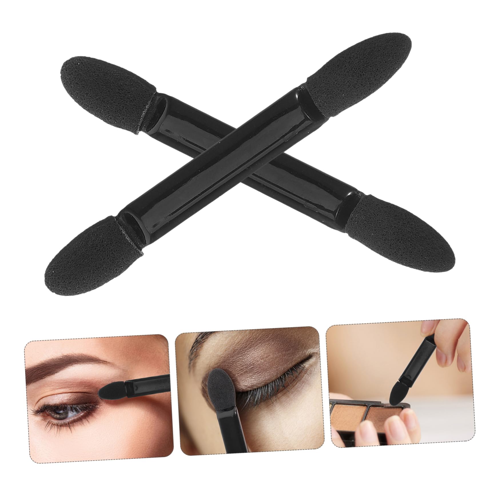 minkissy Luxury Makeup Kit 50pcs Black Long Handle Sponge Eyeshadow Alicator Dual Sided Brush for Women Latex Sponge Tips