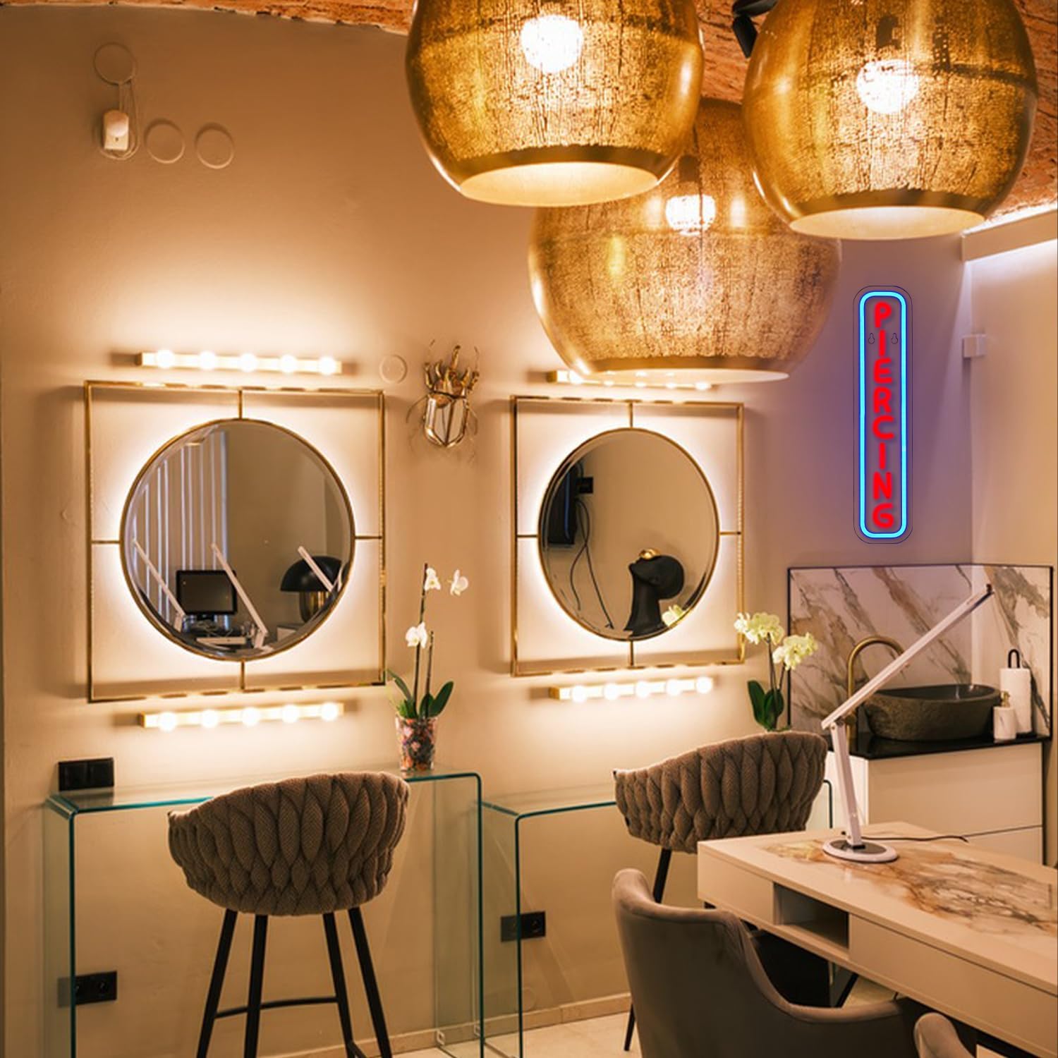 Piercing Neon Sign for Wall Decor Dimmable Letter LED Neon Sign for Salon Studio Shop Red Neon Lights for Body Piercing Business Store Tattoo SPA Shop Wall Decoration - Image 6