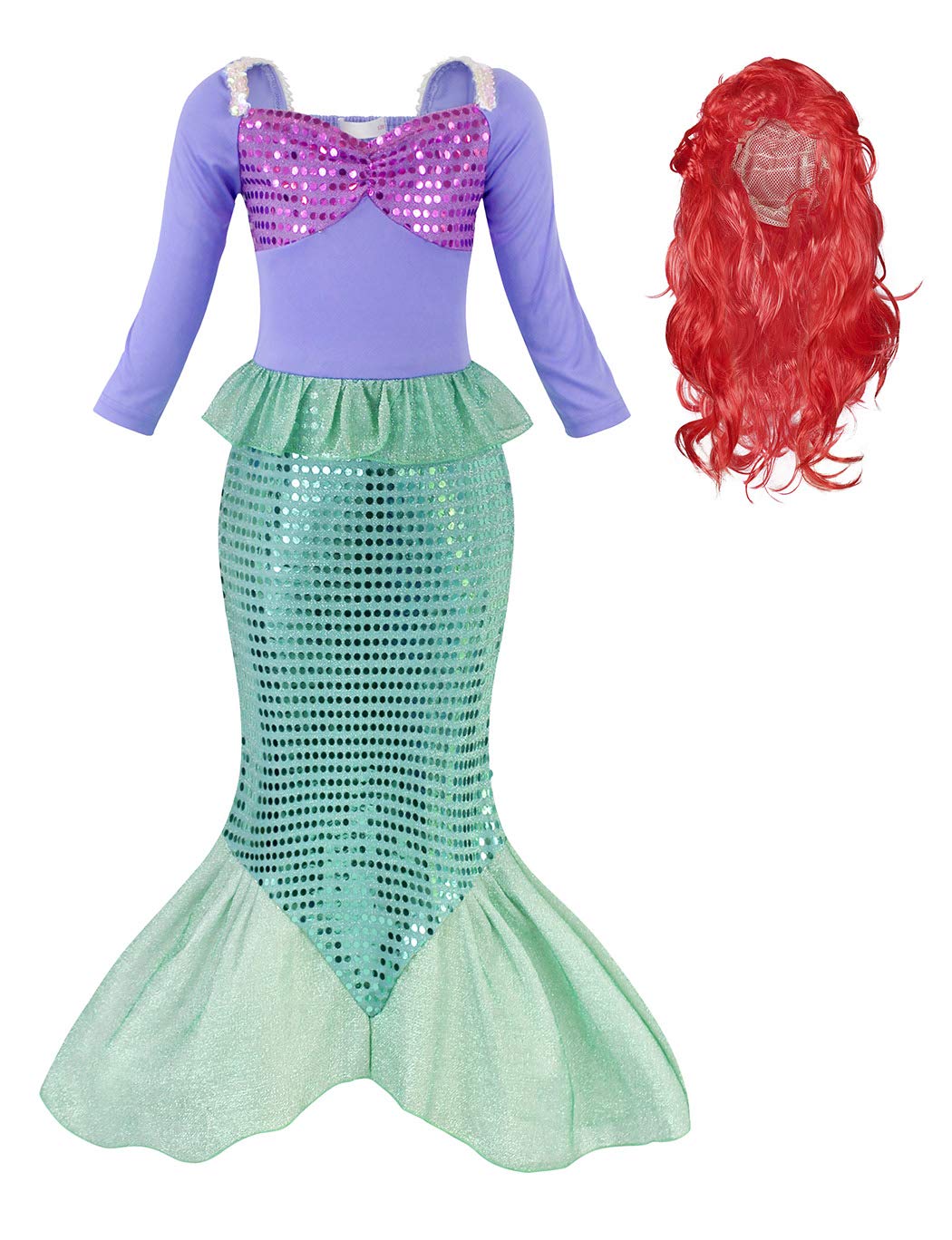 HenzWorld Mermaid Tails Costume Dress Princess Birthday Party Cosplay Jewelry Accessories Headband Sequins