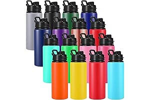 Sunnyray 16 Piece Multicolor Aluminum Water Bottles with Snap Lids (20 Oz)