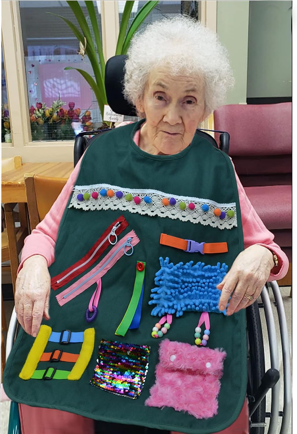 Fidget Blanket for Elderly Dementia Alzheimer’s Therapy Activity Apron Anxiety Relief Solutions Memory Loss