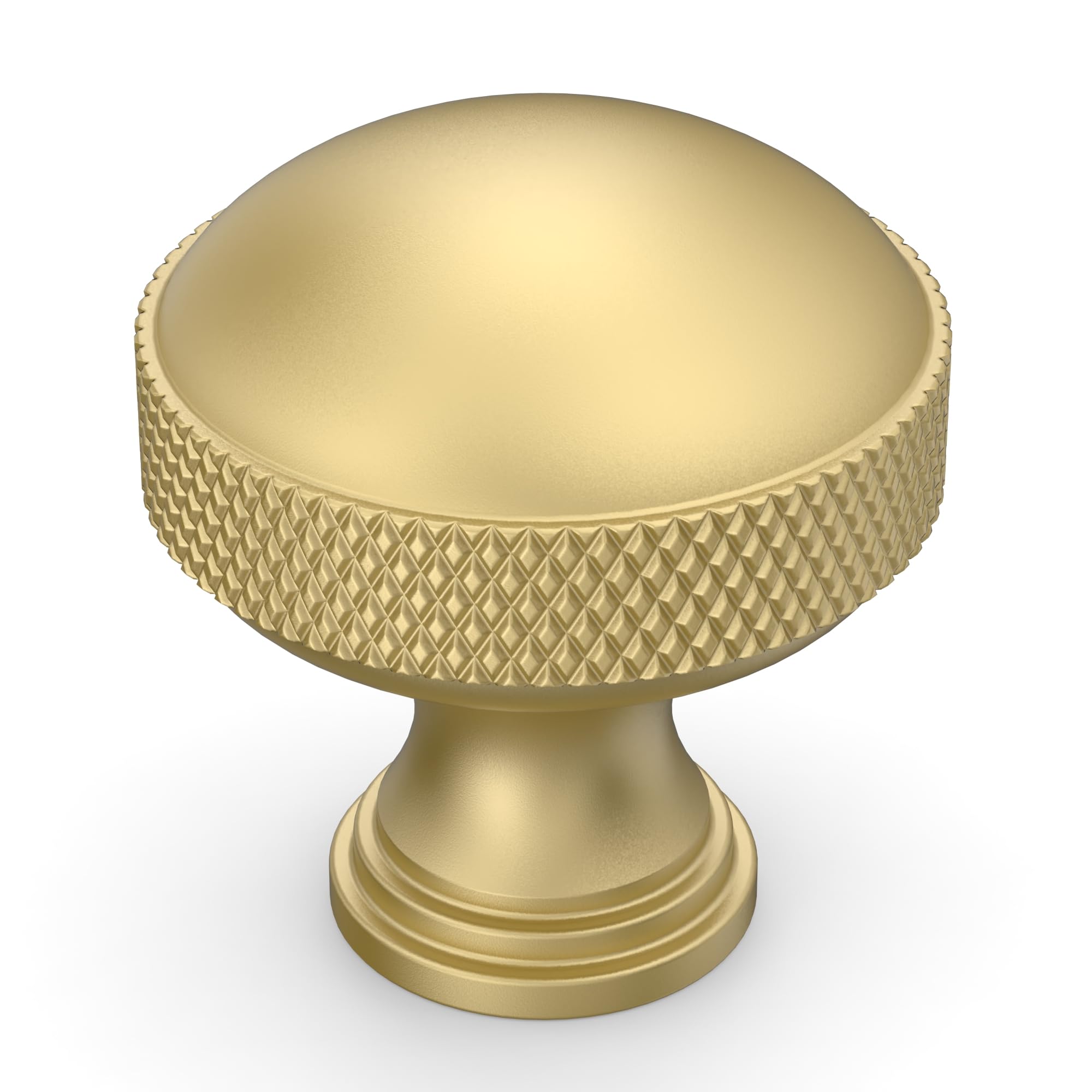 Amerdeco 10 Pack Brushed Gold knurled Cabinet Knobs Single Hole Cabinet Pulls 1.18 Inch (30MM) Diameter Round Drawer Knobs and Pulls for Bathroom
