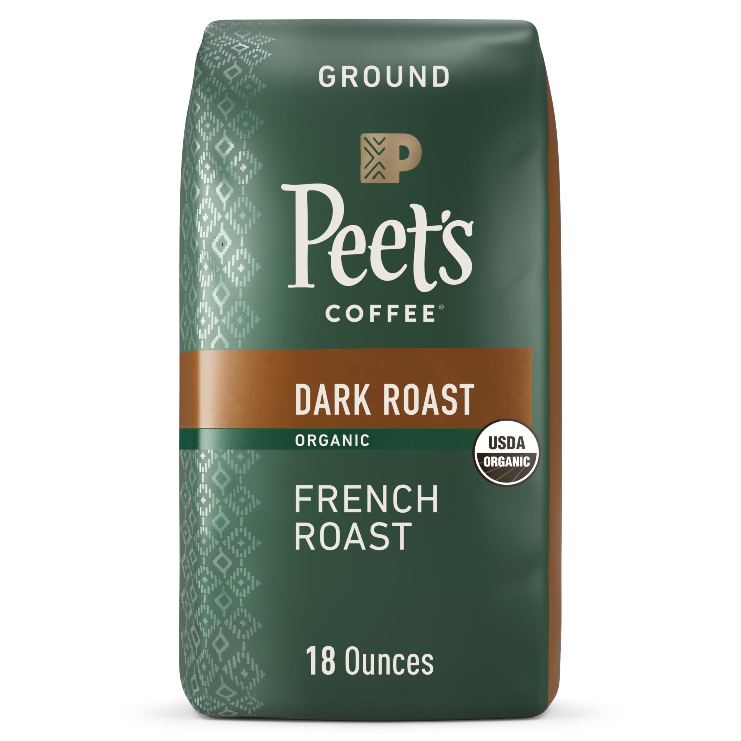 Peet's Coffee, USDA Organic Dark Roast Ground Coffee - French Roast 18 Ounce Bag