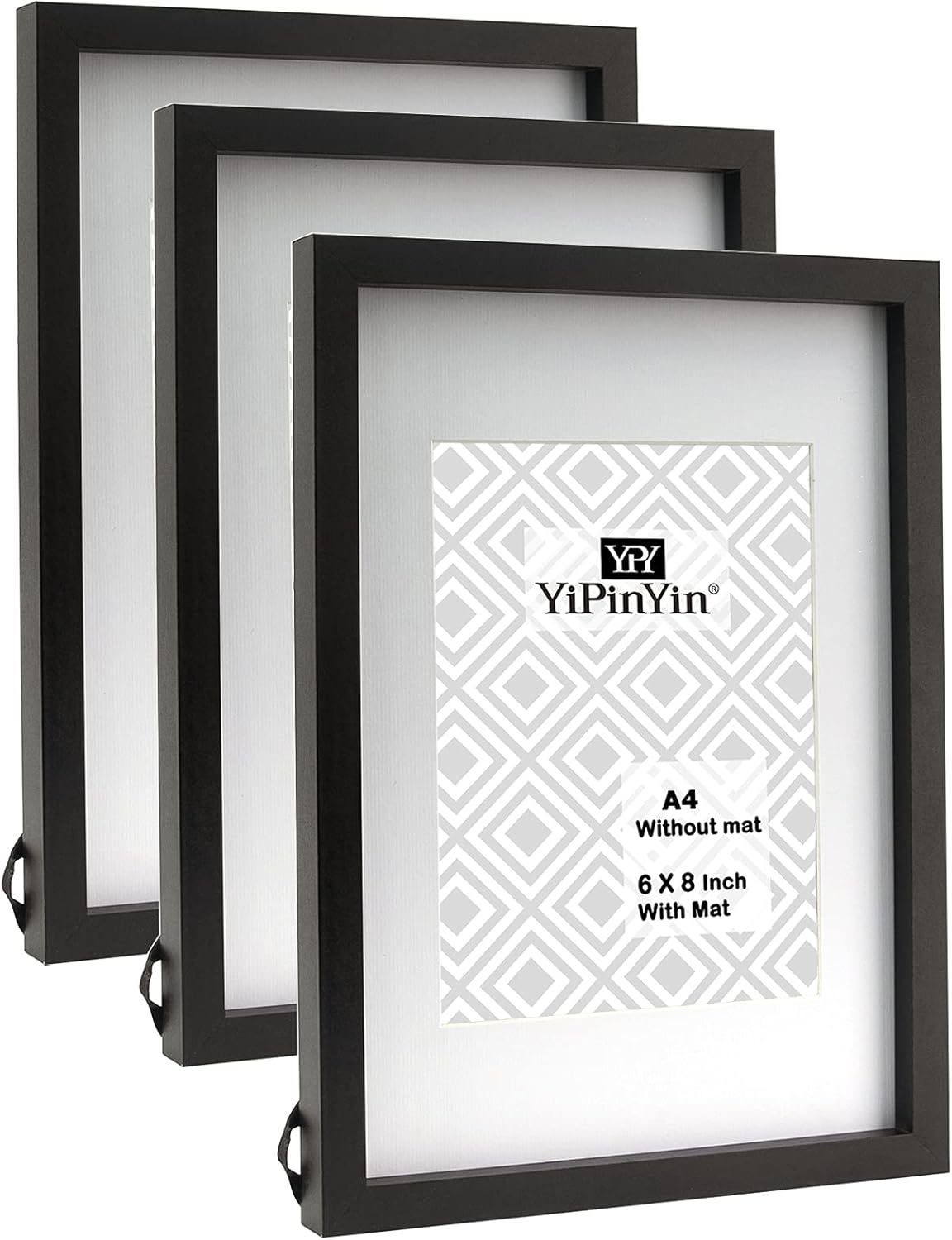 Black A4 Picture Frames set of 3 with Mount for 6 x 8'',A4 Gallery