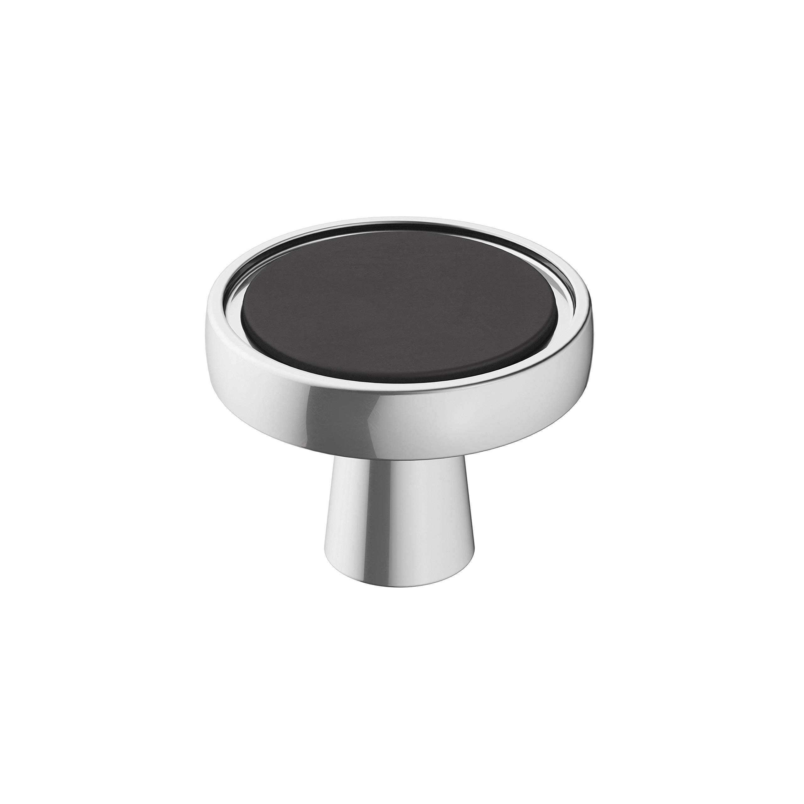 AmerockCabinet Knob | Polished Chrome/Matte Black | 1-3/8 inch (35 mm) Diameter | Mergence | 1 Pack | Drawer Knob | Cabinet Hardware