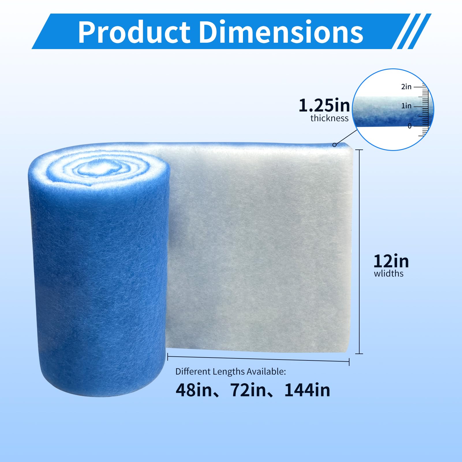 GourragePro 1.25in Thick Koi Pond/Aquarium Filter Media Roll 12