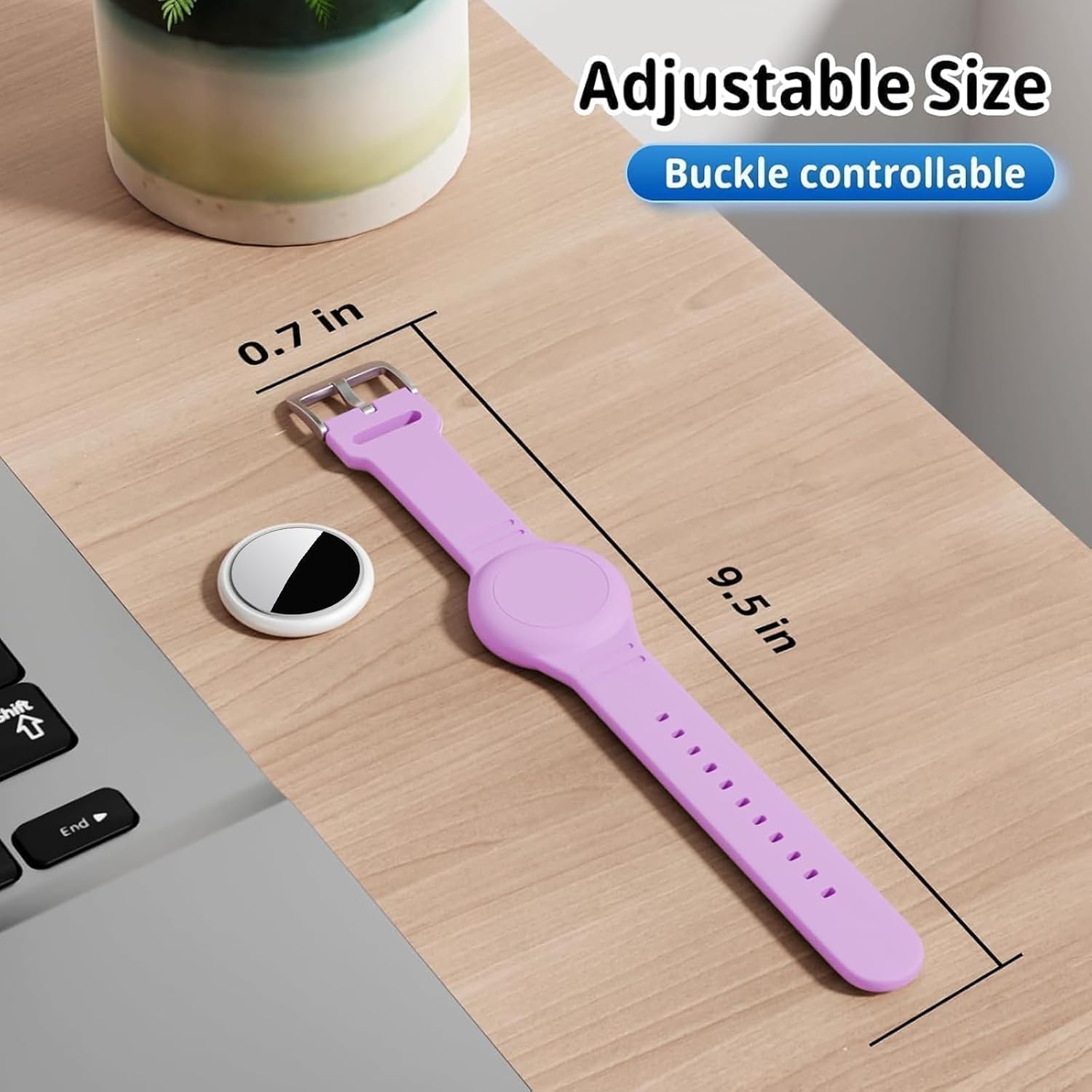 Bracelet for AirTag 2nd Gen (2026) & 1st for Kids, Waterproof for air tagholder with Soft Silicone, Full Coverage Anti-Lost Hidden Wristband Accessories Watch Band for Child, Light Purple