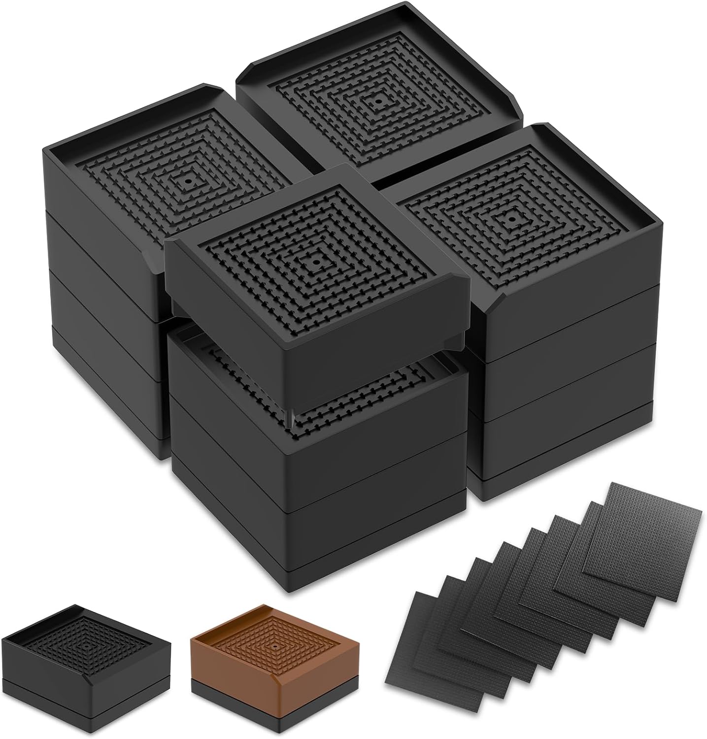 Furniture Risers Bed Risers, 3 & 4.3 Inches Adjustable Furniture Risers, Heavy Duty Stackable Bed Raisers Blocks for Desk, Sofa, Chair Legs, Refrigerator, Washing Machine (Black, 4.3 Inch (Pack of 4))