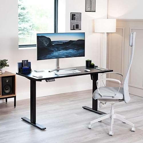Miniatura 9 de VIVO DESK-TOP55B-S - Marco de mesa esquinero cuadrado universal de una sola pieza para escritorio estándar y sentado o de pie, altura ajustable,