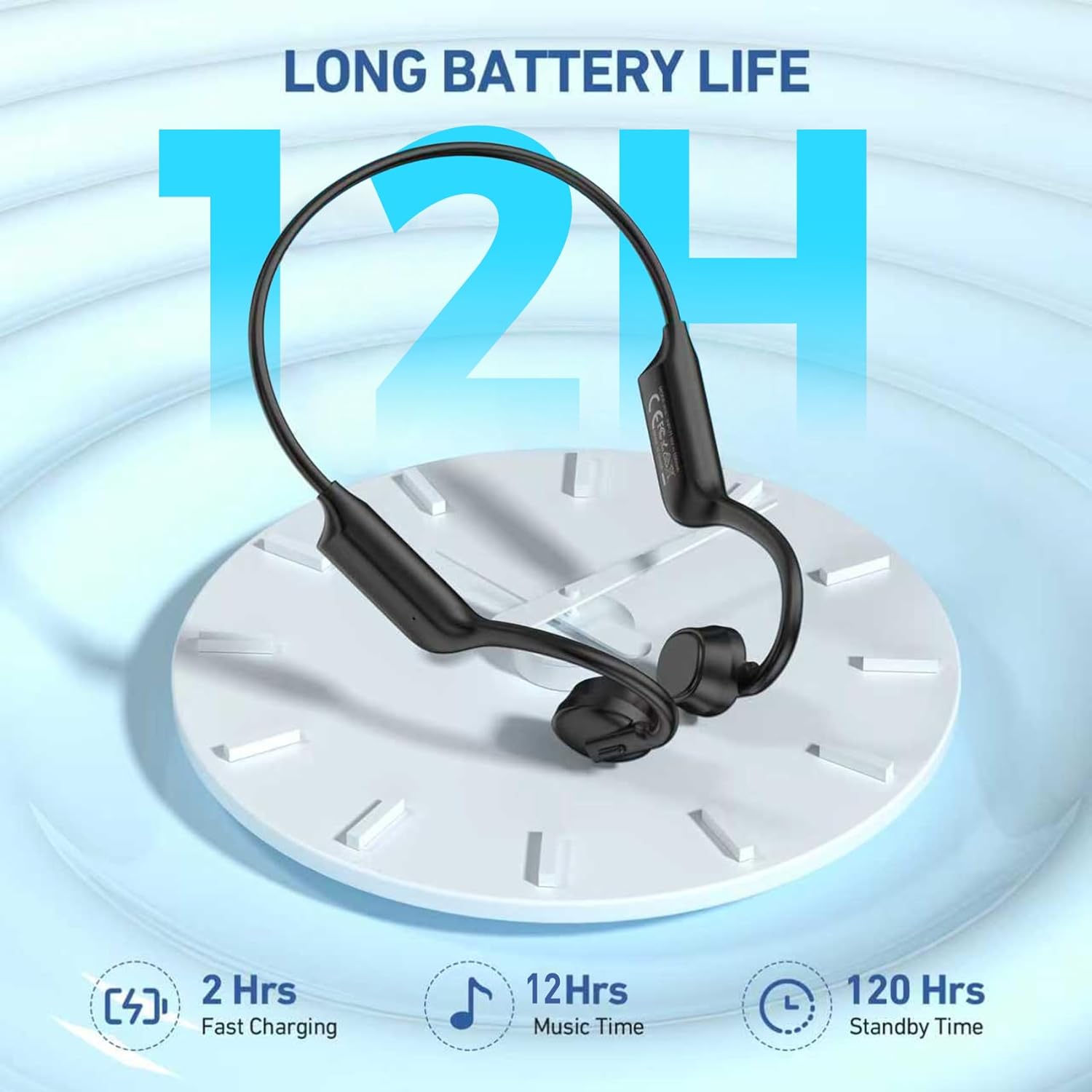 Bone Conduction Headphones Bluetooth 5.4, Open Ear Headphones with Mic, 12H Playtime Wireless Headphones, IPX6 Sweatproof Lightweight Sports Headset for Running, Cycling, Walking - Image 7