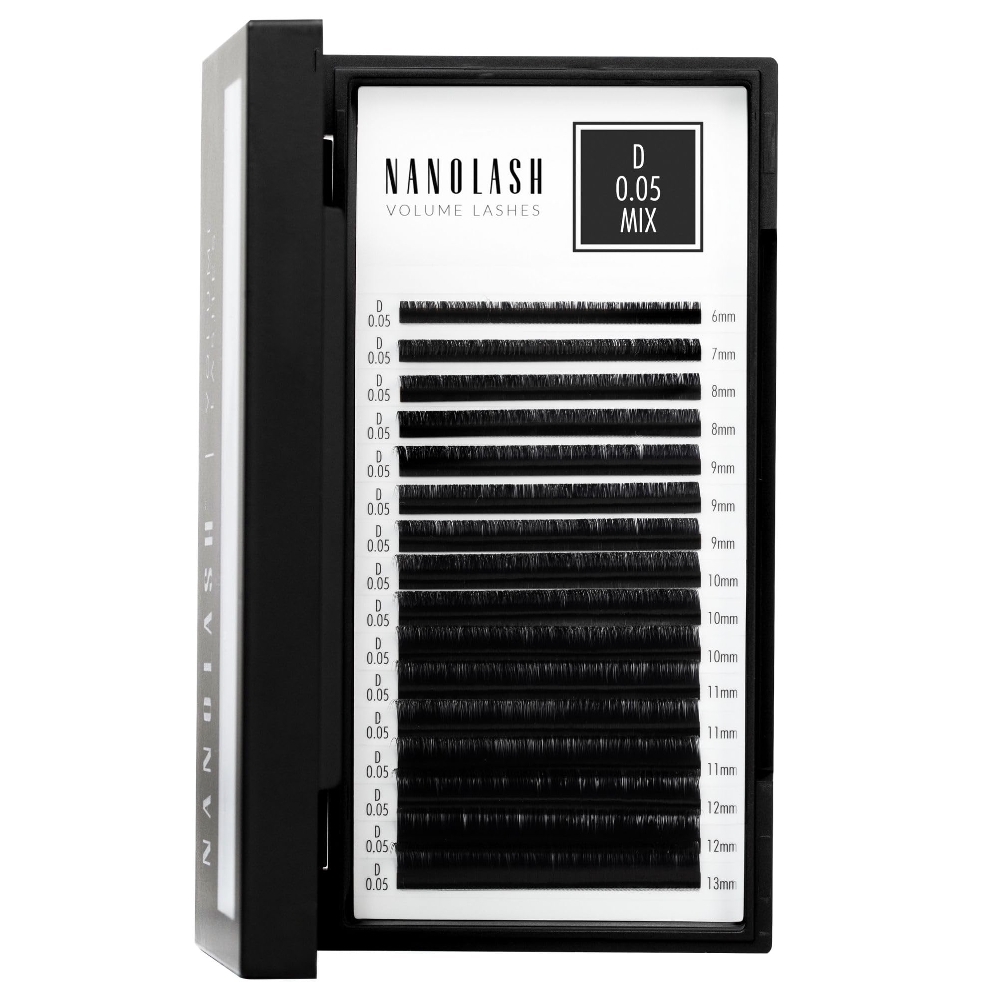 Nanolash Volume Lashes - false lashes for professional eyelash extensions, volume eyelash extensions (0.05 D, MIX 6-13mm)