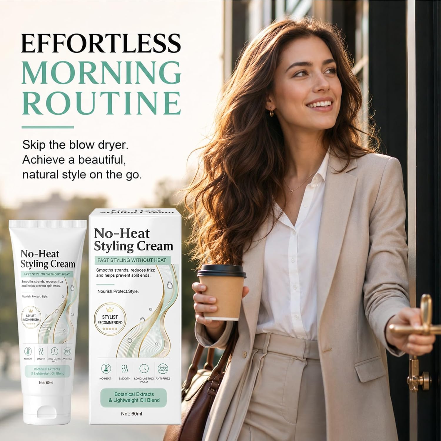 RQUXMT Air Dry Cream,No-Heat Styling Cream to Enhance Natural Texture and Body,Adds Hydration and Lightweight Hold | For Fine to Medium Wavy, Straight, and Curly Hair Types