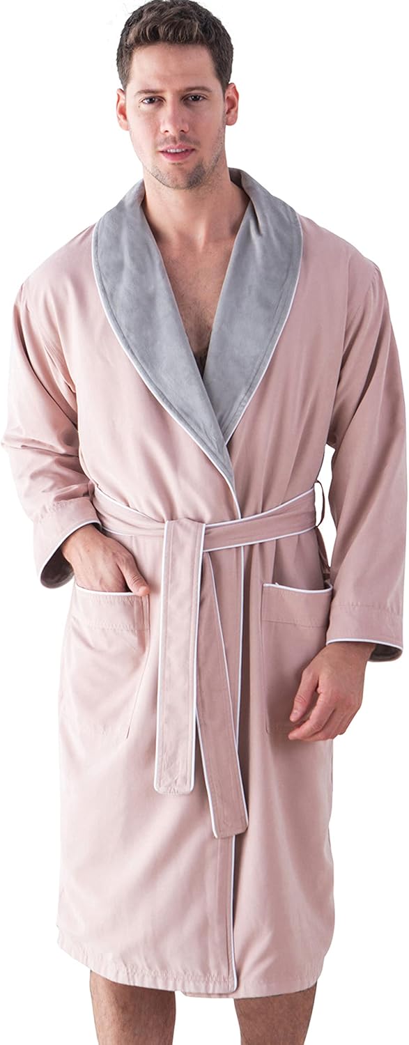 SEYANTE Plush Lined Microfiber Robe - Luxury Hotel Robe, Knee Length, Warm Unisex Bathrobe - Quality Spa Robe for Women & Men