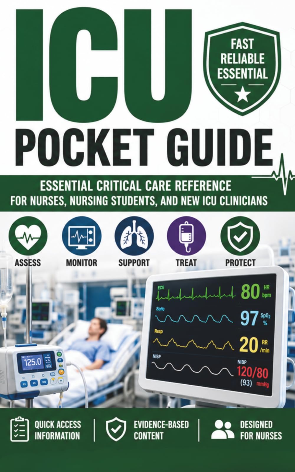 ICU Pocket Guide: Essential Critical Care Reference for ICU Nurses, Nursing Students, and New Critical Care Clinicians