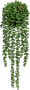 21" Fake Hanging Plants Large Artificial String of Pearls Plant with Black Ceramic Pot Wall Faux Hanging Plants Artificial Decor Home Bedroom Shower Wall Table Shelf