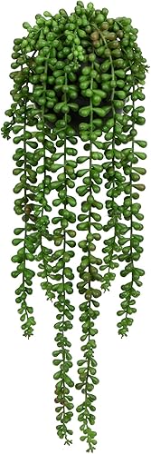 Miniatura 8 de 2 plantas colgantes falsas de 16.5 pulgadas, cadena de corazones artificiales con maceta de cerámica negra, plantas colgantes de imitación para
