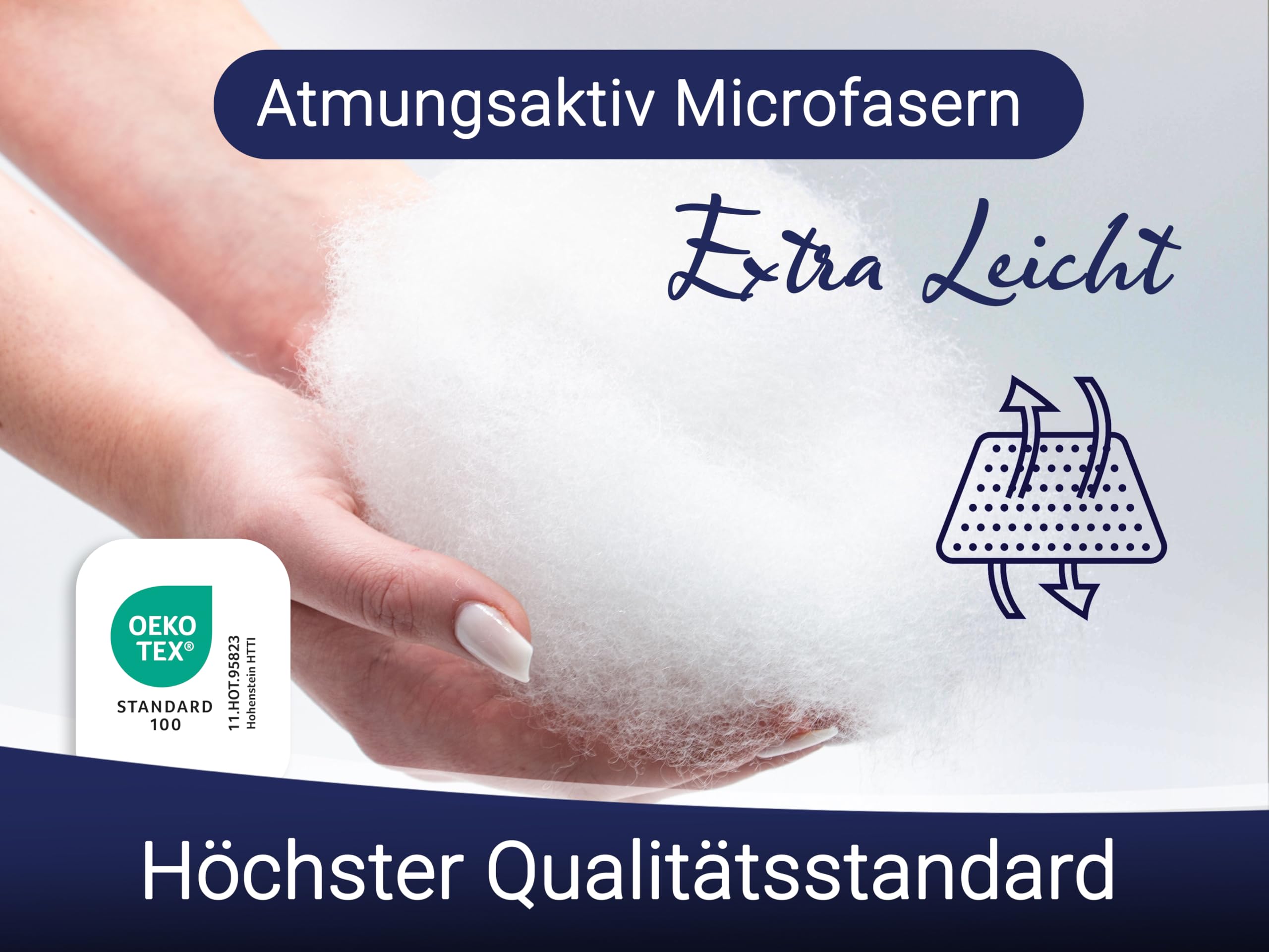 ZOLLNER 4-Jahreszeiten Bettdecke - für Sommer und Winter - aus 2 zusammengeknöpften Decken - waschbar bis 60 °C - 135x200 cm - Hotelqualität - Oeko Tex Zertifiziert