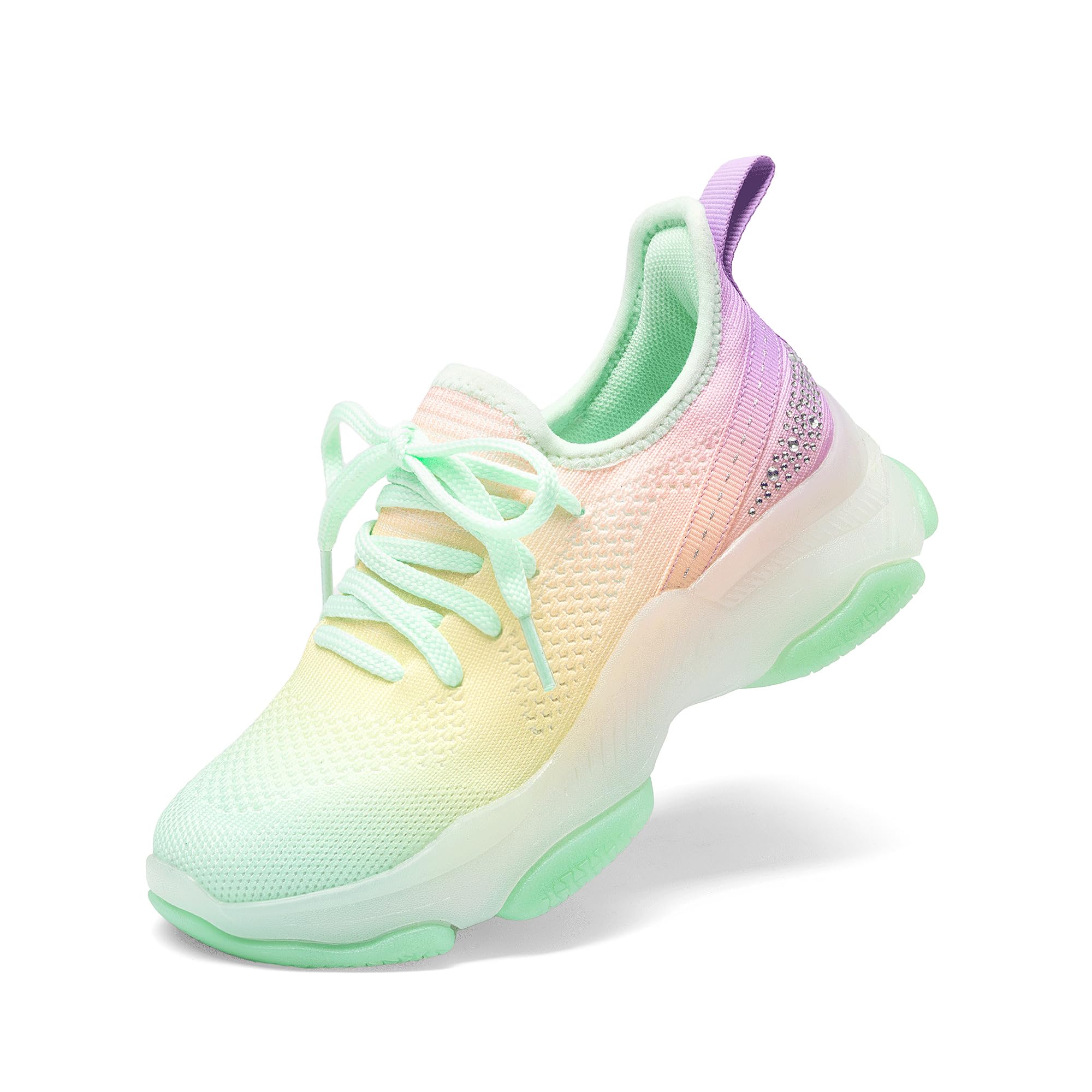 DREAM PAIRS Girls Slip-On Sneakers Kids Sparkle Pop Lightweight Jelly Sole Walking Shoes