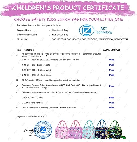 Miniatura 7 de Kasqo Lonchera para niños, bolsa térmica aislada para niñas pequeñas con correa de hombro frontal y bolsillo, unicornio morado