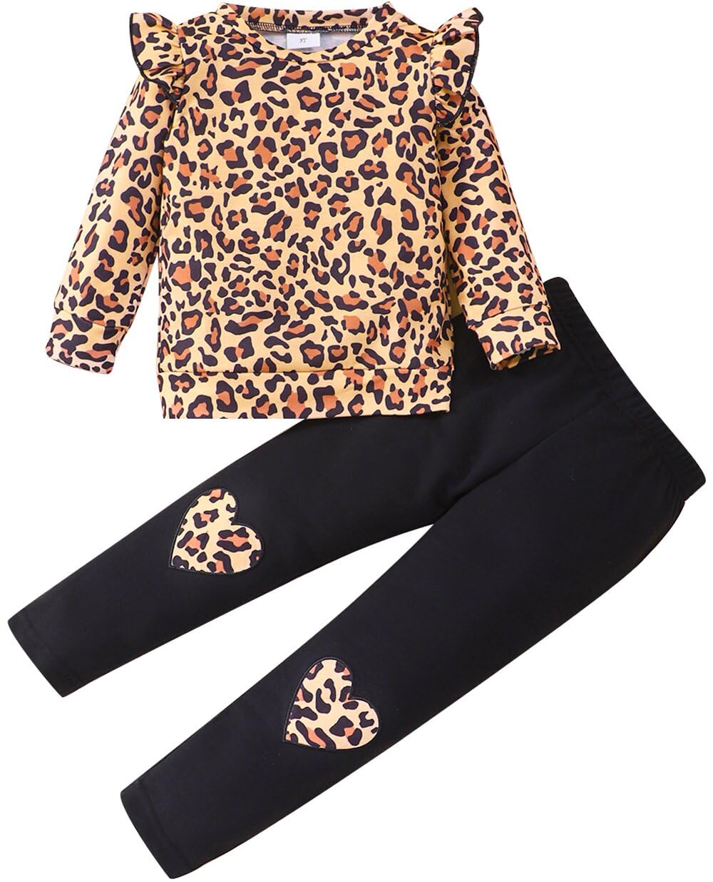 Conjunto de 2 piezas para niñas pequeñas, sudadera de unicornio con mangas con volantes, camiseta y leggings, conjunto de ropa escolar para niños