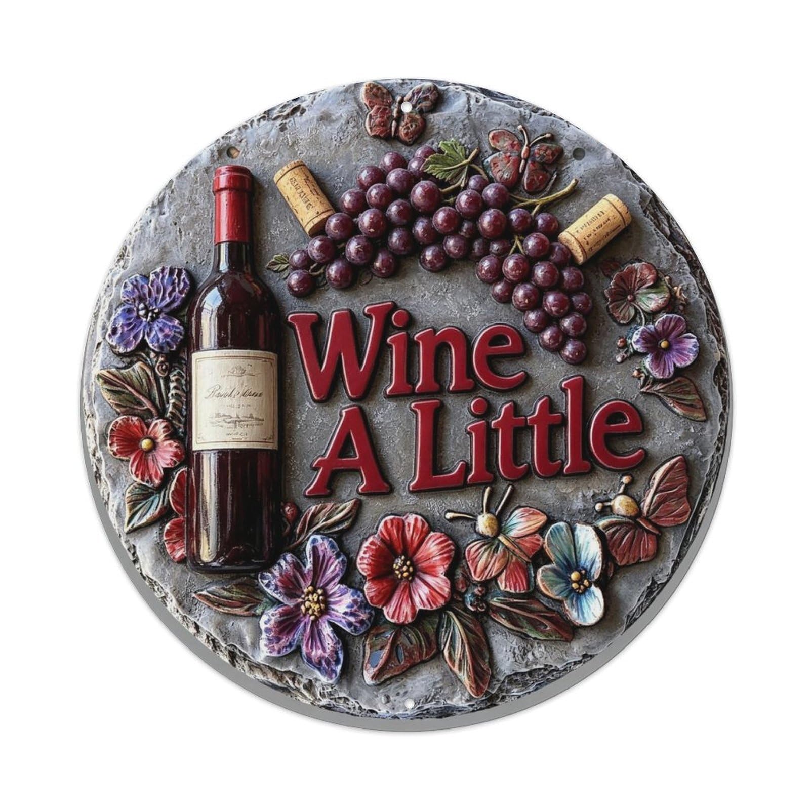 Wine A Little Metal Tin Sign Plaque