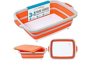 BIRDROCK HOME Collapsible Kitchen Prep Tub with Cutting Board