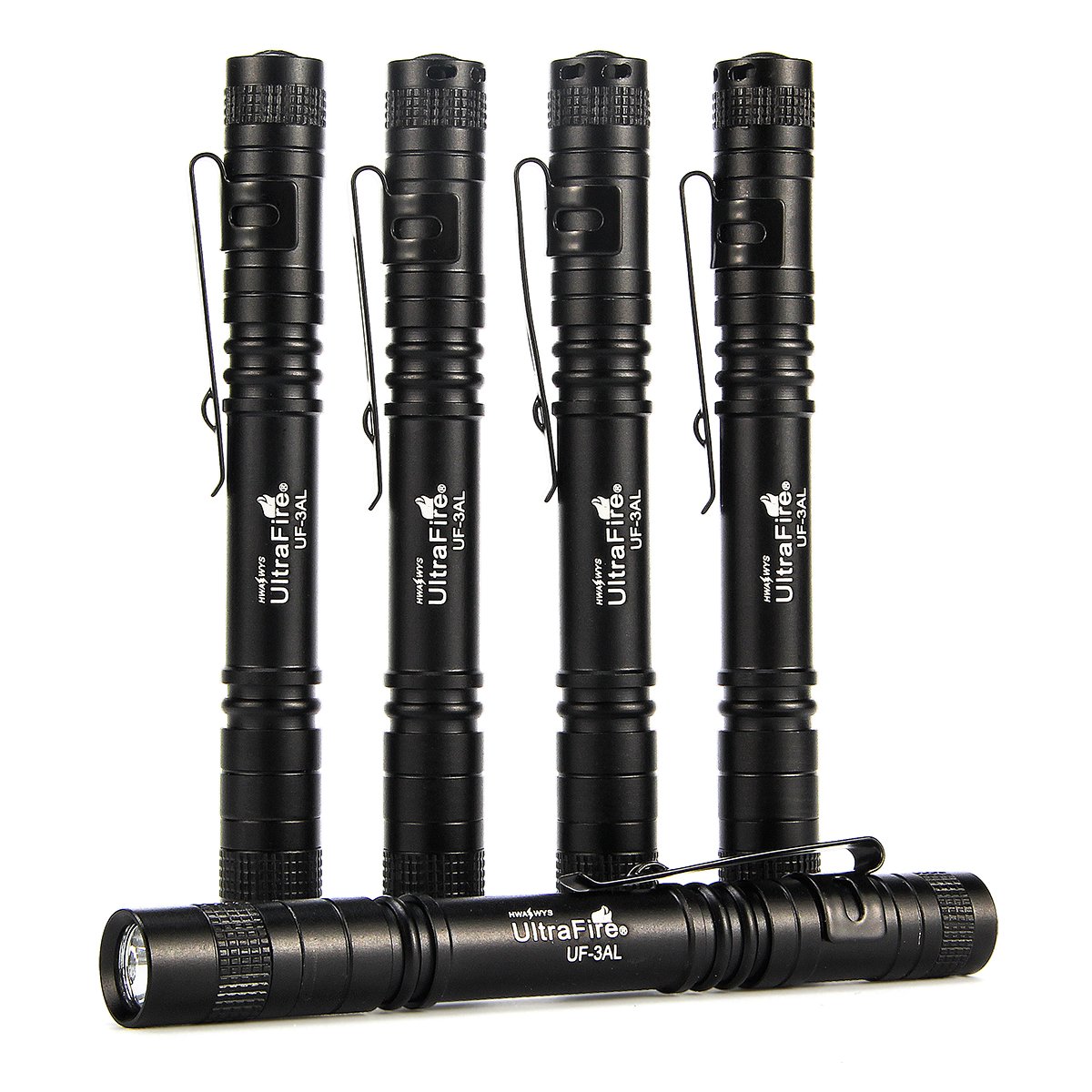 ULTRAFIRE Pocket-Sized flashlight,UF-3AL,Penlight with white LED,80 Lumens,5 pack (Flashlight Only)