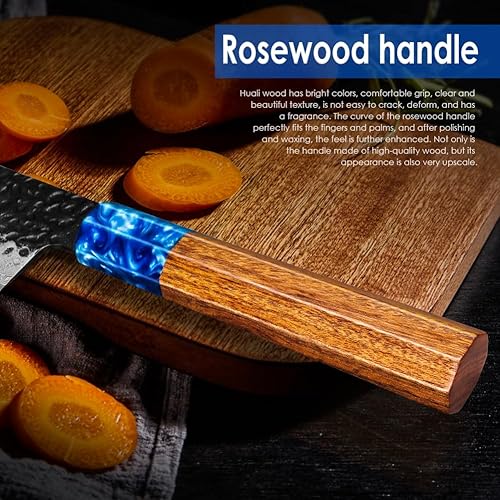 Miniatura 5 de Kuwata Santoku Cuchillo profesional VG10 Damasco acero cocina Santoku, G10 ergonómico color mango de madera cuchillo de chef con caja de regalo de