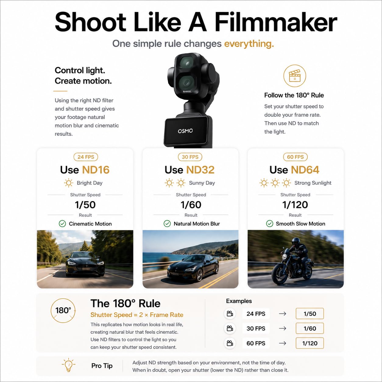 Freewell Standard Day NDFilter Set,für DJI Osmo Pocket 4P/Xtra Muse 2 PRO | Quick Swap ND8, ND16, ND32, ND64,4 Stück