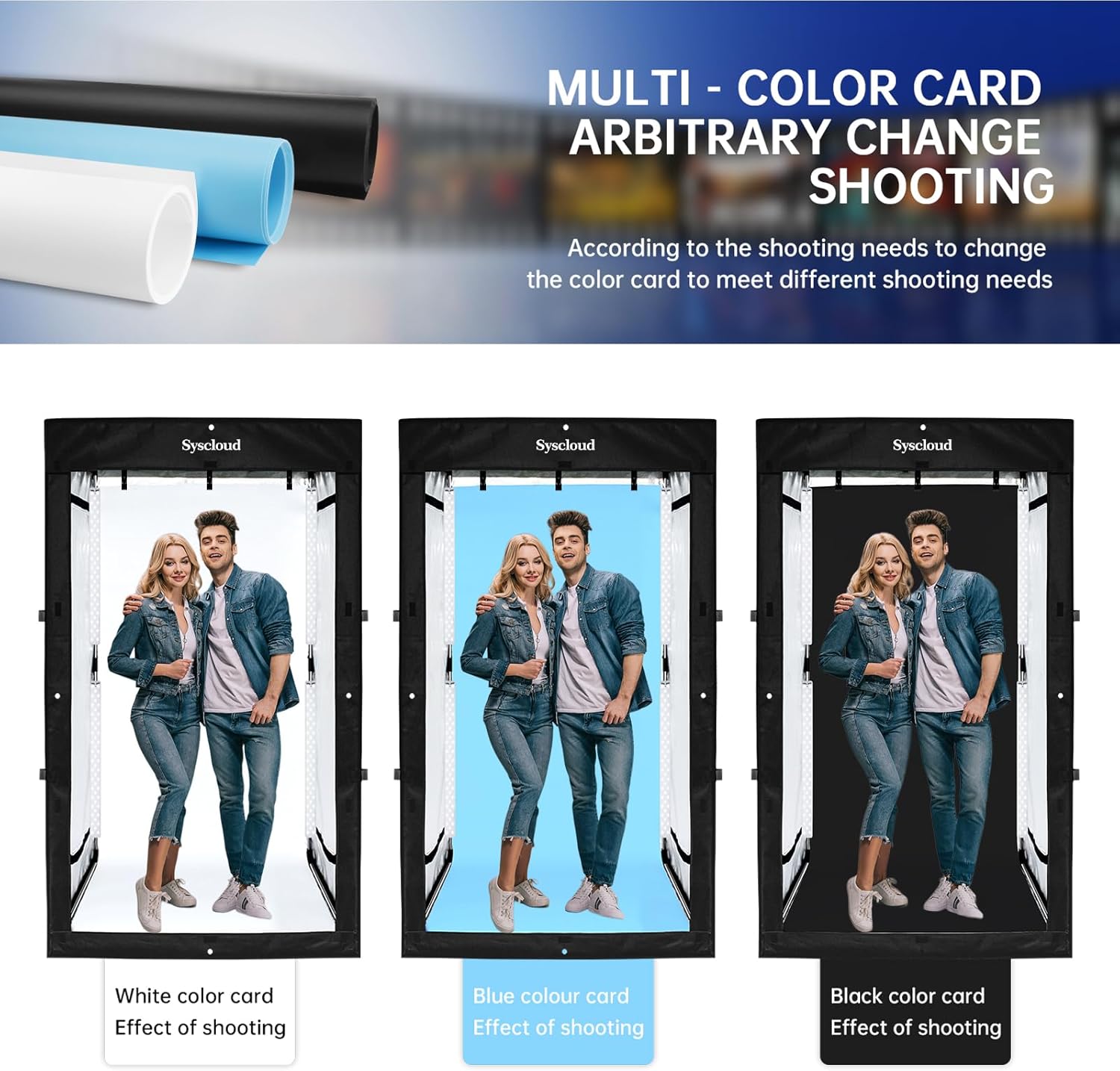 Photo Studio Light Box, 47"x39"x78" Professional Dimmable Shooting Tent Kit with 640 LEDs Lights & 3 Kinds Double-Sided Color Backgrounds for Large Product Photography