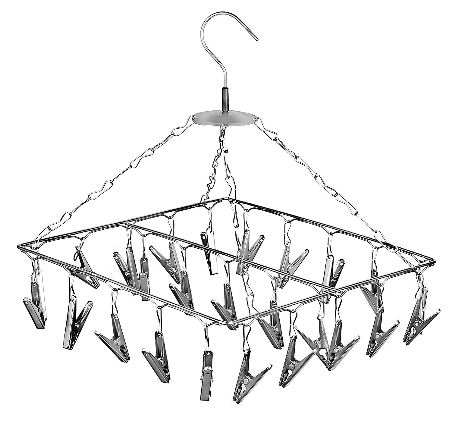 ASIAN WARE Steel Hanger with25 Clips Stainless Steel Square Cloth Dryer/Clothes Drying Stand/Hanger with Clips | Baby Cloth Hanger