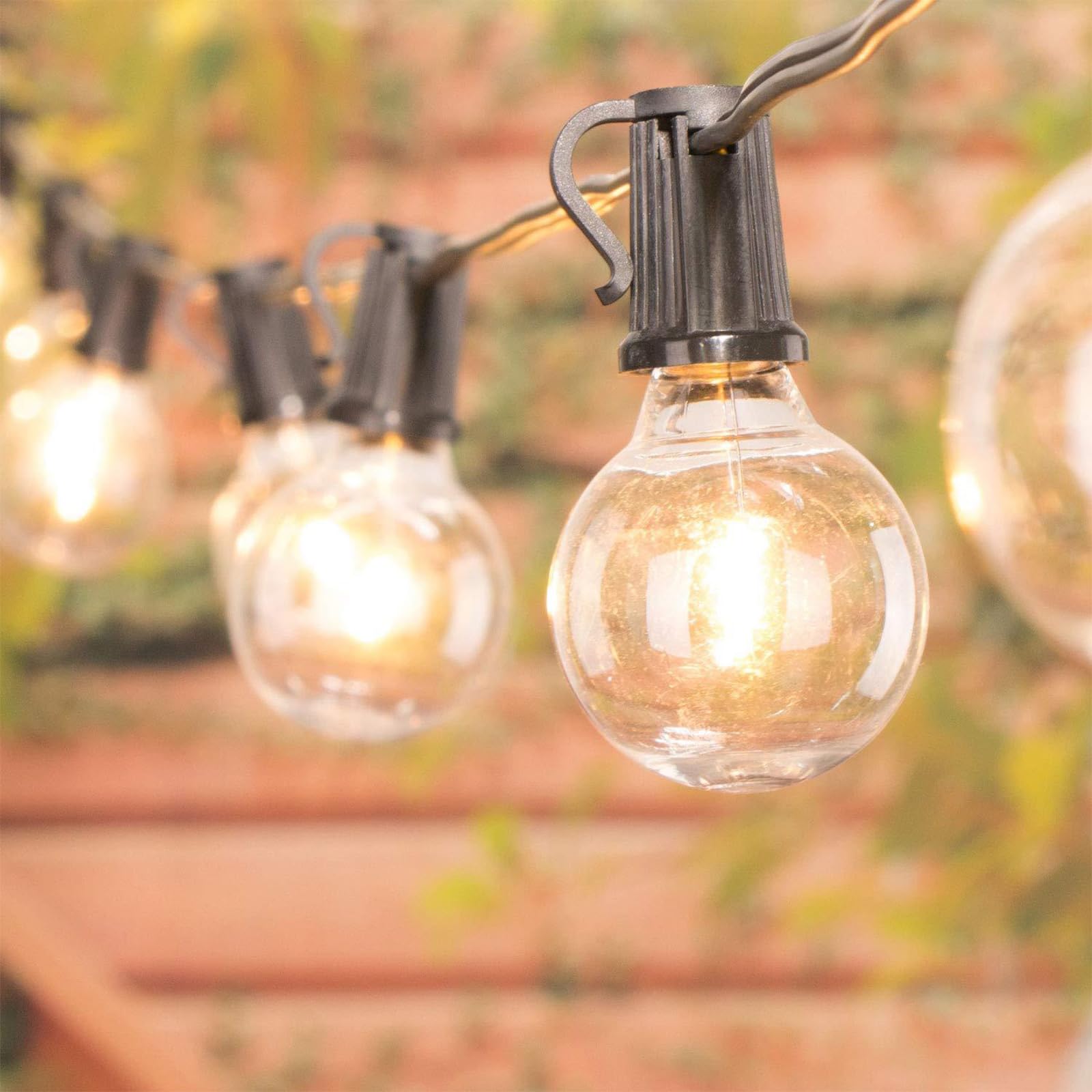 LED Lichterkette Außen 8m – Wetterfeste Outdoor Lichterkette 27FT, G40 Glühbirnen Warmweiß – Für Balkon, Garten, Pavillon, Terrasse, Vorzelt, Hochzeit, Party – IP54