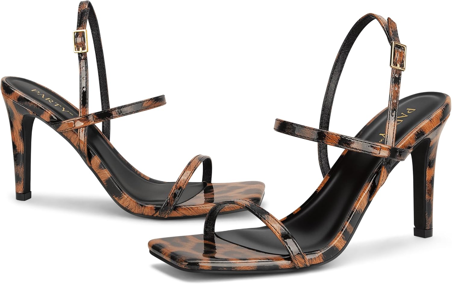 PARTY Women's Strappy High Heel Sandals Square Toe Ankle Strap image 5