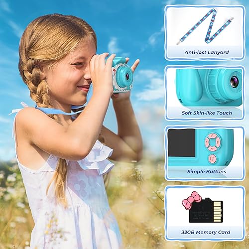 Miniatura 7 de Cámara selfie para niños, regalos de cumpleaños de Navidad para niñas y niños de 3 a 12 años, cámaras de video digitales HD 1080P para niños