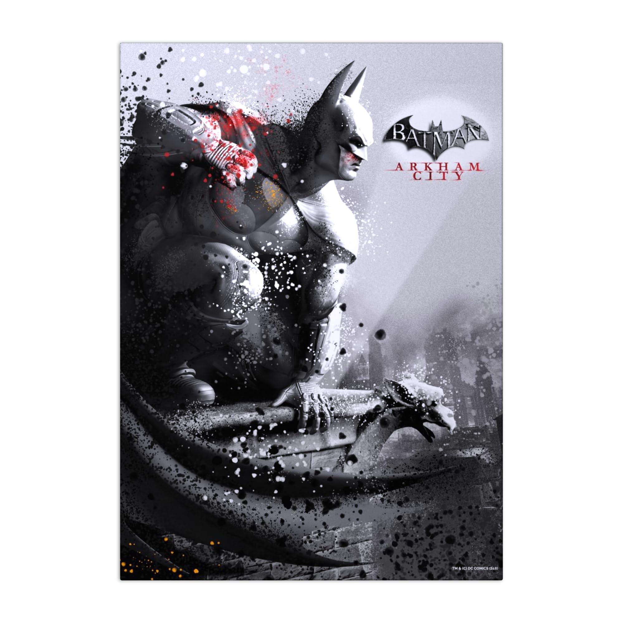 Displate - Poster in metallo - Montaggio facile senza foratura - DC Comics - Arkham Asylum - Batman - Größe M - 32 x 45 cm Matt