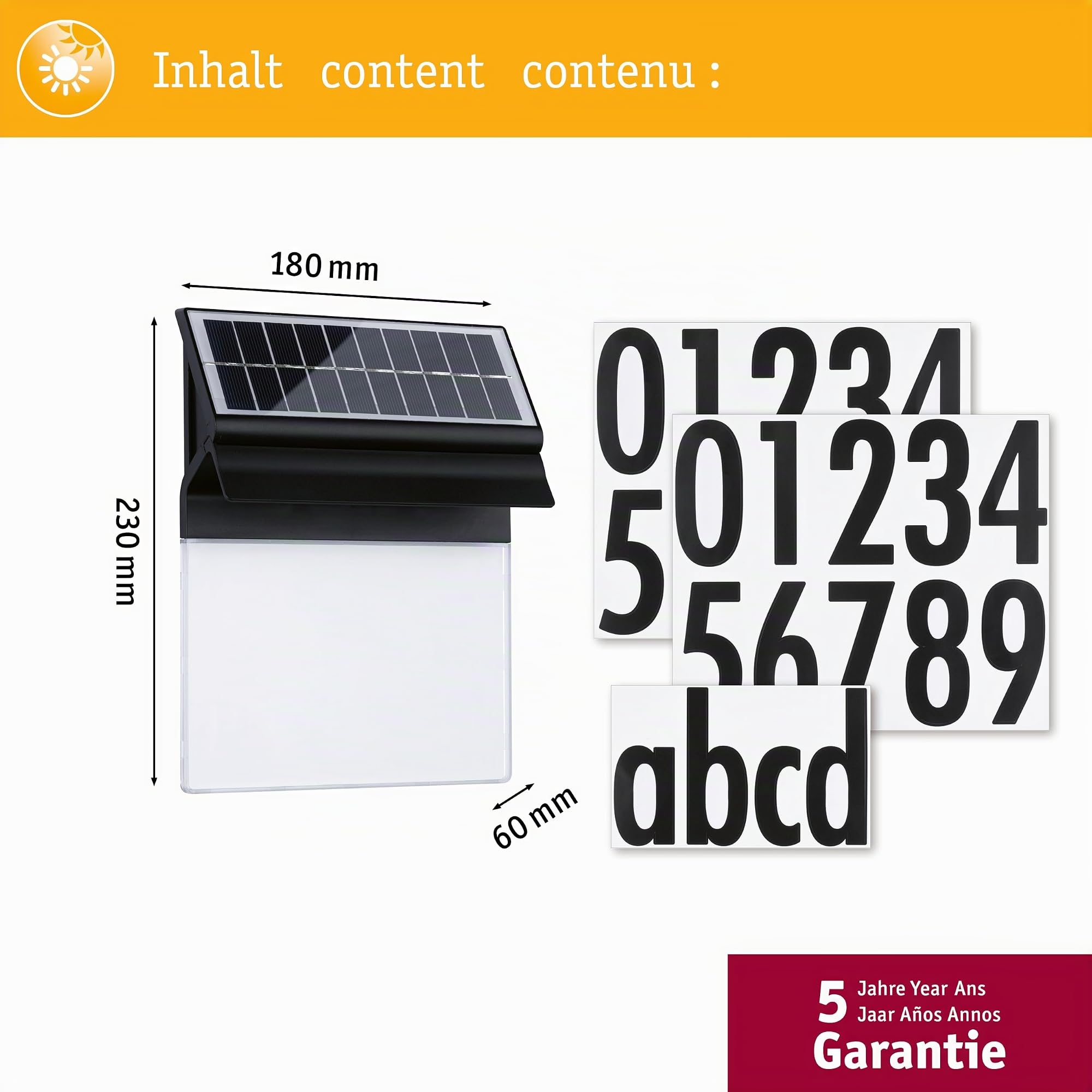 Paulmann 94694 Solar LED Außenleuchte Hausnummernleuchte Neda IP44 3000K 14lm Schwarz