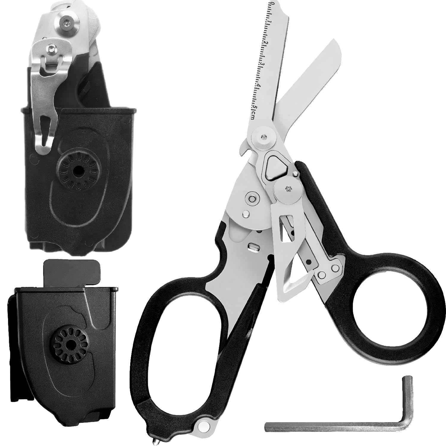 Trauma Schere Multitool, Rettungsschere mit 6 Praktischen Funktionen, Faltbare Schere aus Edelstahl, Gurtschneider, Glasbrecher, Raptor Response Notfallschere