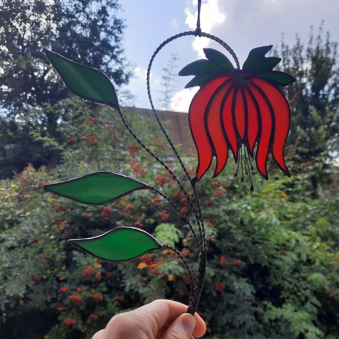 Wild Lily Stained Glass Suncatcher - Wildflowers Window Panel