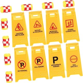 Toyvian 16pcs Road Sign Barricade Miniature Toys Light Toy Boys Kids Toys Folding Floor Sign Mini Construction Toys Traffic Cones Kids Party Educational Traffic Roadblock Traffic Signs Abs