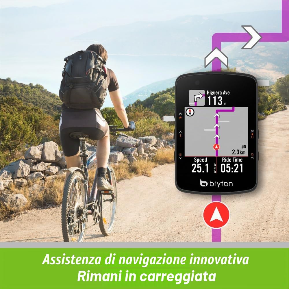 Bryton Rider 550 Computer GPS per Ciclismo, Schermo a Colori da 7,1 cm, Fino a 37 Ore di Durata della Batteria, Sensore di Luce Ambientale, Navigazione Turn-By-Turn, Istantanea di Incrocio