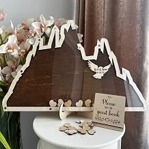 Personalized Wedding Wooden Guest Book Creative Acrylic Custom Name Alternative Inserts Box DIY Custom Rustic Wedding Heart Drop Guest Book for Graduation Anniversary Wedding Decor Alpine and Eagle