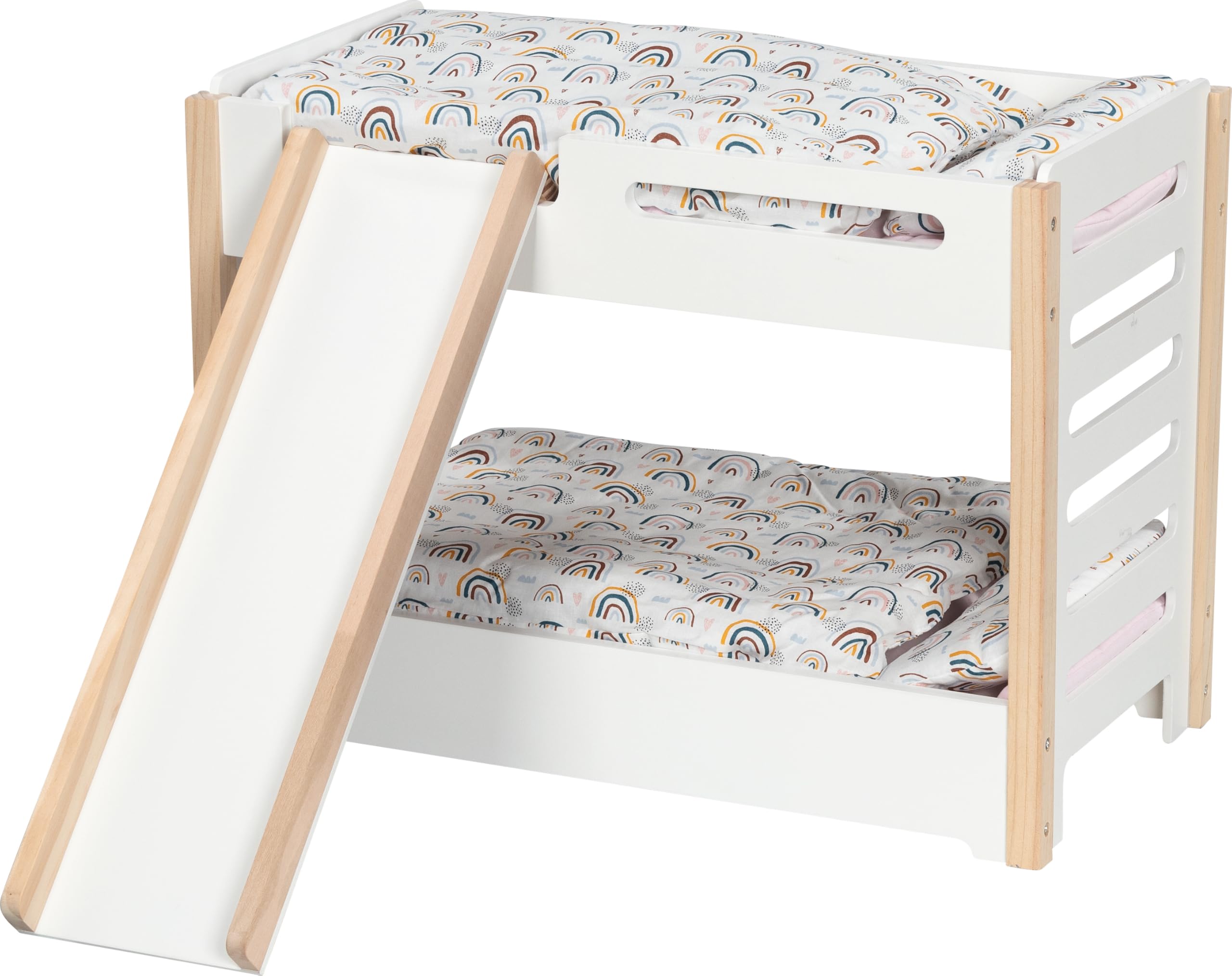 goki 51451 - Letto a Castello con Scivolo - Letto Stabile in Legno per Due Bambole