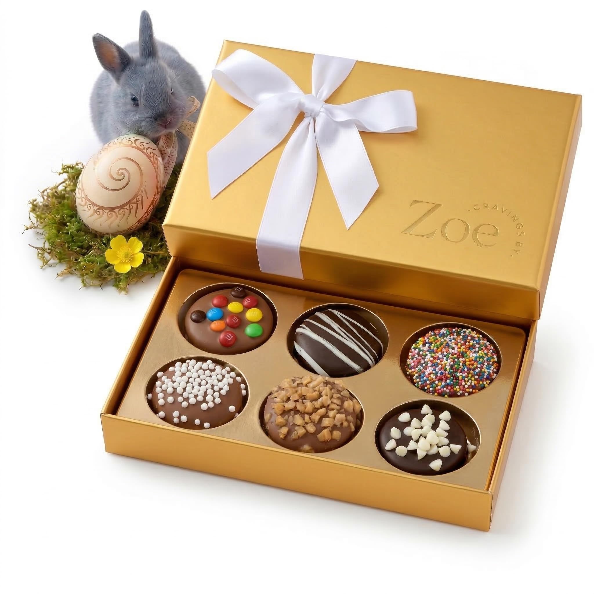 Birthday Chocolate Covered Cookies Gift Basket | 6 Count | Kosher Milk & Dark Belgian Chocolate Gourmet Food Gift Box | Birthday, Thank You, Candy Gifting Men Women Him Her Mom