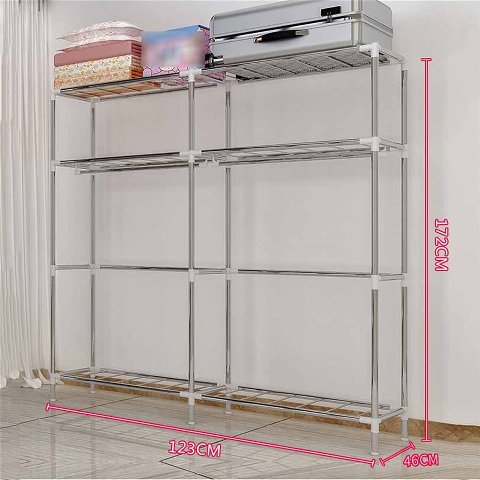 Szafa tekstylna Szafka, przenośna szafa do przechowywania Organizator Tkanina Szafka na ubrania Wieszak Wieszak na ubrania Z półkami Meble do sypialni 172 * 123 * 46 CM (Rozmiar: 172 * 123 *