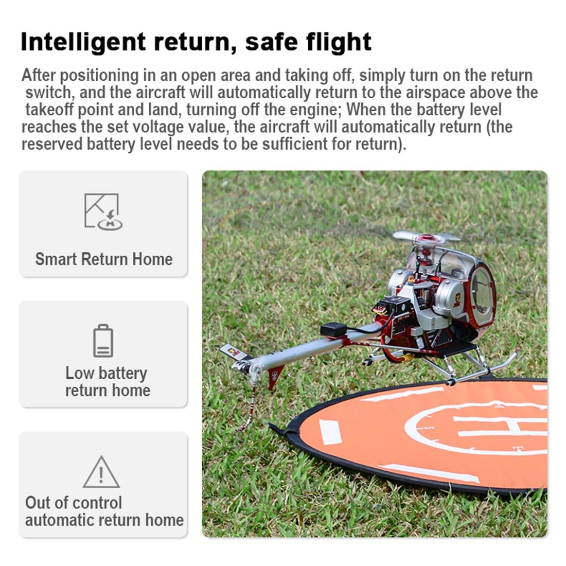 JCZK 300C PRO GPS RC Hubschrauber, 2,4 GHz 12-Kanal schaufelloser Metall-Hubschrauber mit H1 PRO intelligenter Flugsteuerung, GPS-Ortung, EIN-Tasten-Rückkehr, RTF Ausführung, Rot (Rot)