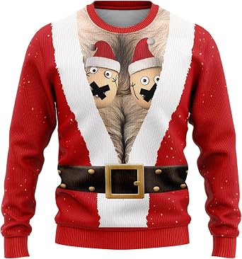 Santa Jacket Mens Ugly Christmas Sweaters - Dirty Joke Womens Funny Novelty Fairisle Pullover Series 23